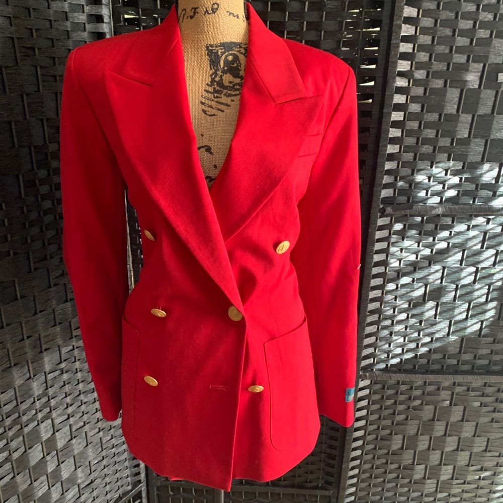 Red Blazer with Gold Buttons